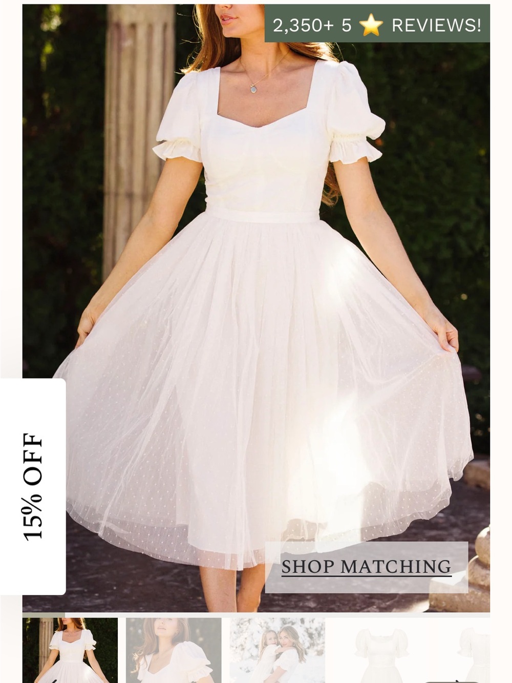 Ivy City Co White Midi Puff Sleeve Dress